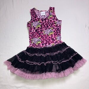 Leopard Rose Tutu Dress Up Play Halloween Hot Pink Black Ballerina Goth Vampire